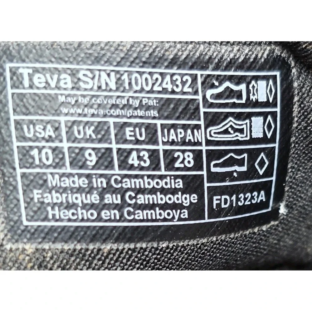 Teva Mens 10 Pajaro Taupe Suede Mesh Sport Flip Flops Thongs Sandals Beach Pool